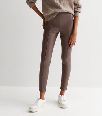 Sleek And Chic High Waist Faux Leather Legging in Chestnut • Impressions  Online Boutique