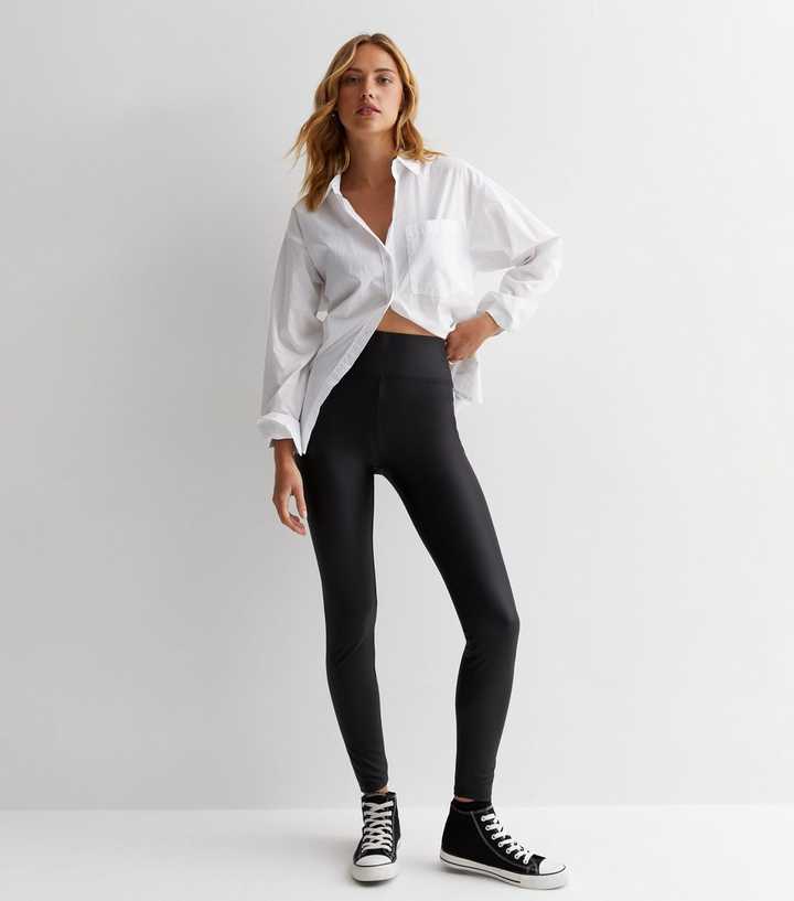 New Look Tall faux leather leggings in black, ASOS