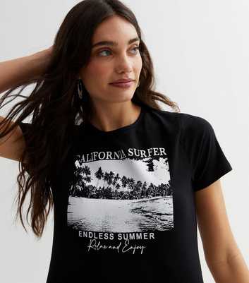 Black California Surfer Logo Crop T-Shirt
