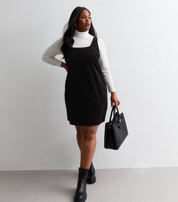 Black cord pinafore dress plus clearance size