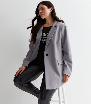 Curves Dark Grey Textured Blazer | New Look
