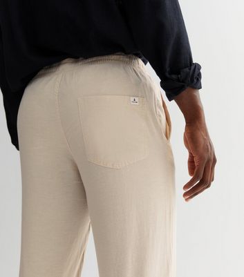 Jack  Jones Intelligence Wide Fit Drawstring Linen Mix Trouser in Brown  for Men  Lyst
