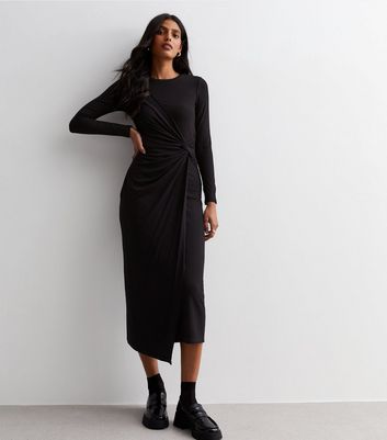 Long sleeve 2024 twist front dress