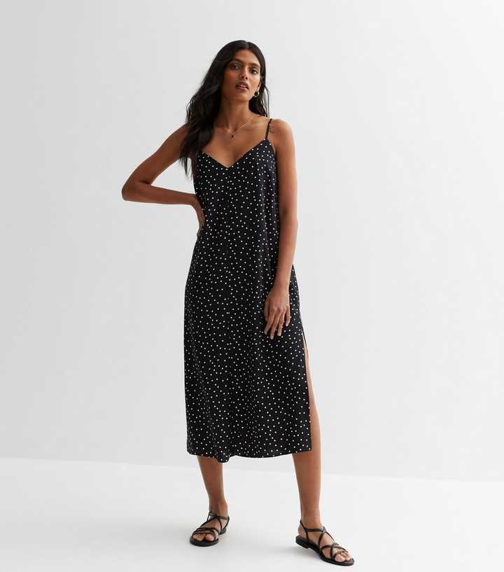 new look spot midi dress