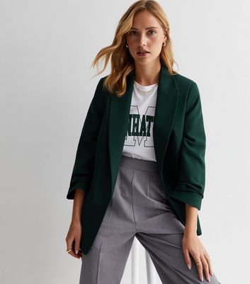 Dark green ladies blazer best sale