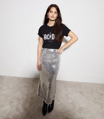 Sequin pencil hotsell skirt silver