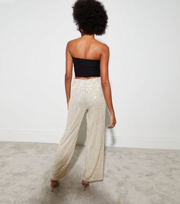 Gold sequin wide leg pants best sale