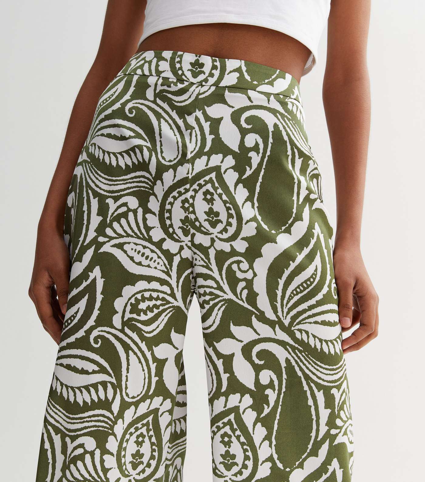 Green Paisley Wide Leg Trousers Image 3