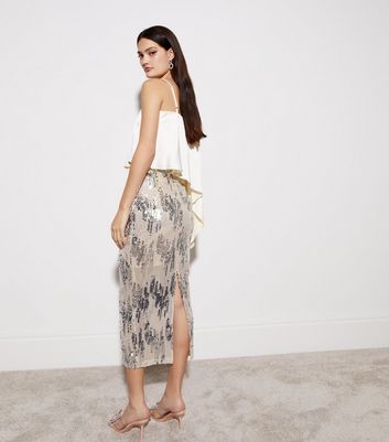 A line clearance gold midi skirt