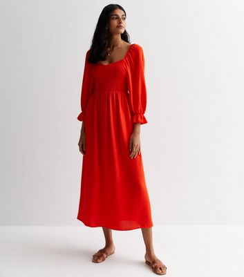 Long sleeve sale shirred dress