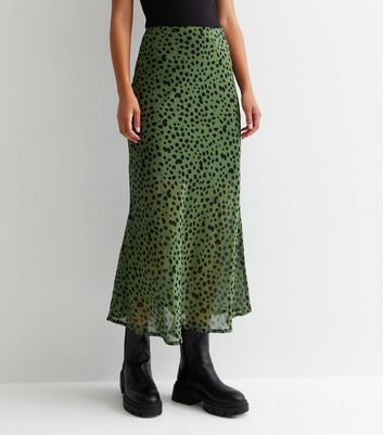 Tall Green Spot Midaxi Skirt New Look