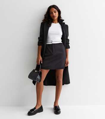 Petite Black Contrast Waistband Mini Skirt