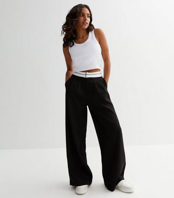 Petite Khaki Cotton Belted Crop Trousers  New Look