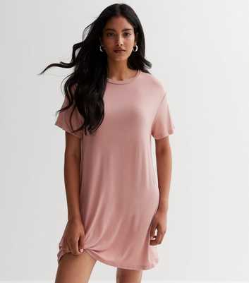 Pale Pink Oversized Mini T-Shirt Dress