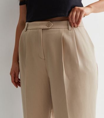 Curves Camel Tailored Wide Leg Trousers New Look