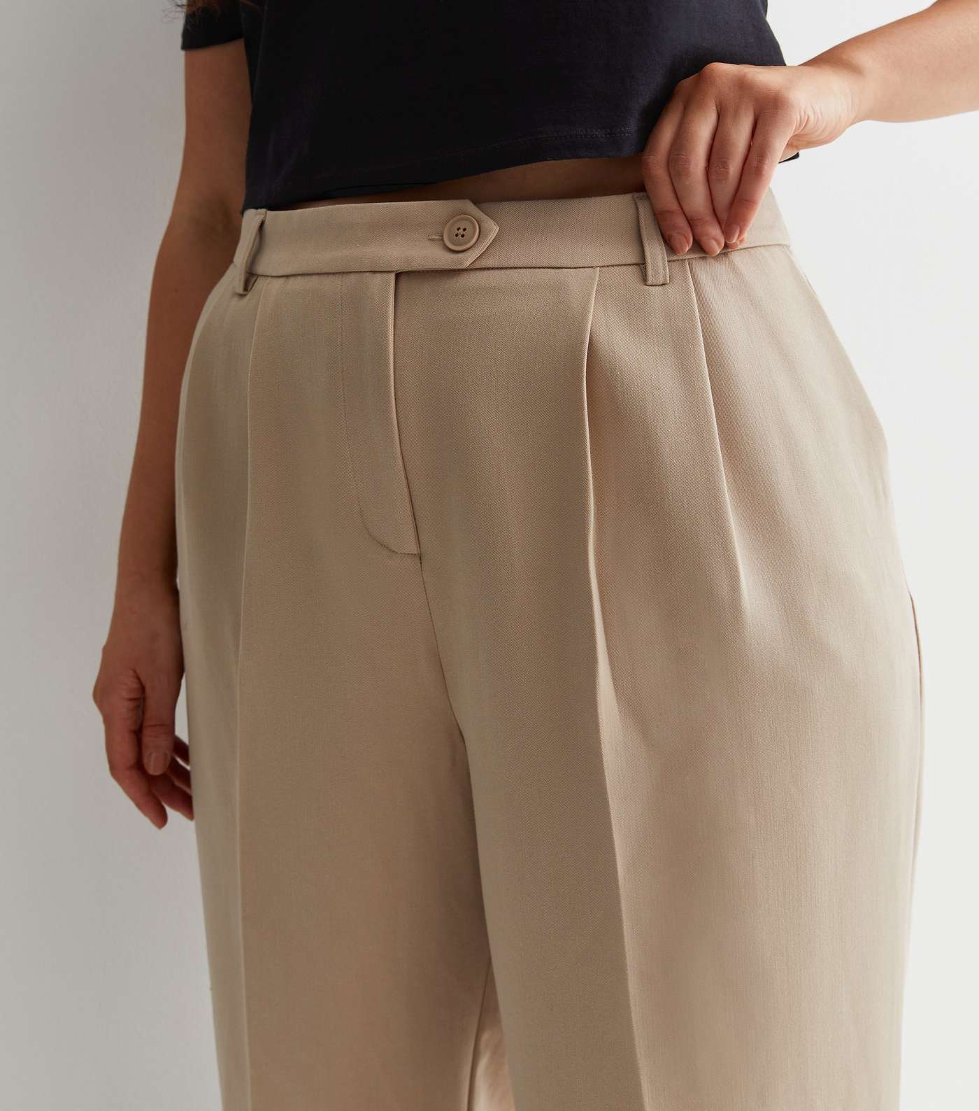 Curves Camel Tailored Wide Leg Trousers Image 2