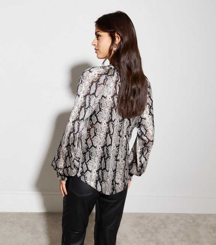 snakeskin blouse new look