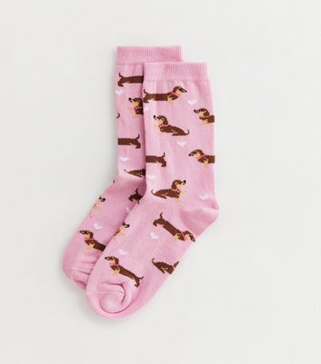 Pink Sausage Dog Socks New Look