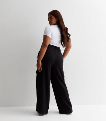 Black wide shop leg evening trousers