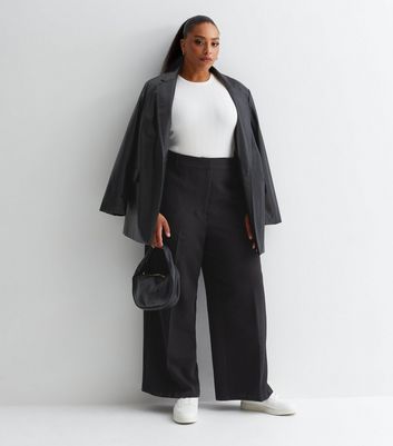 Curves Black Wide Leg Trousers | New Look