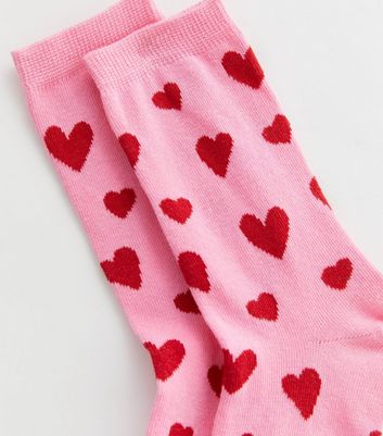 Pink Heart Socks New Look