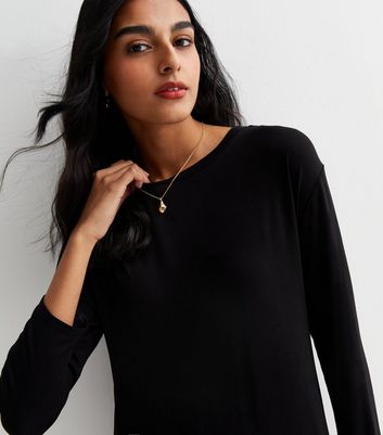 Black Split Hem T-Shirt Midaxi Dress New Look