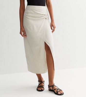 Linen wrap hotsell midi skirt white