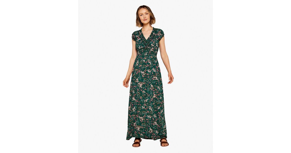 Apricot Green Botanical V Neck Maxi Dress New Look
