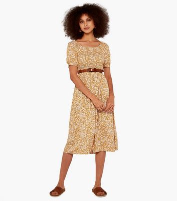 Apricot Yellow Ditsy Print Midi Dress New Look