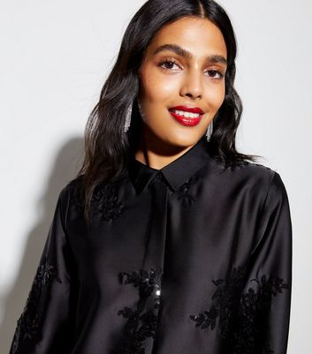 Sequin hotsell black shirt