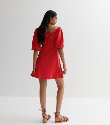 Red Bardot Mini Dress New Look