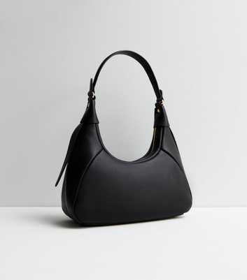Black Leather-Look Mini Shoulder Bag