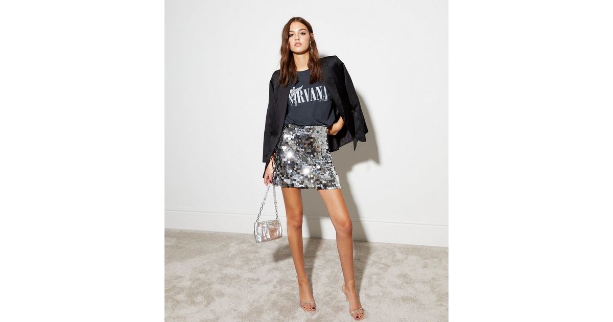 Silver Sequin Mini Skirt New Look