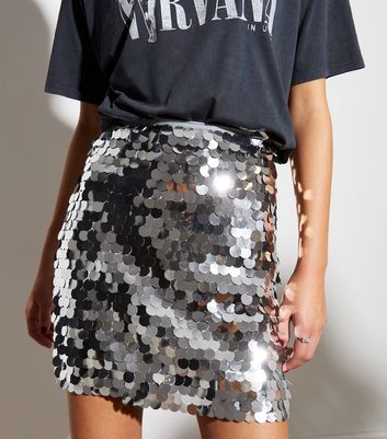 Silver Sequin Mini Skirt New Look