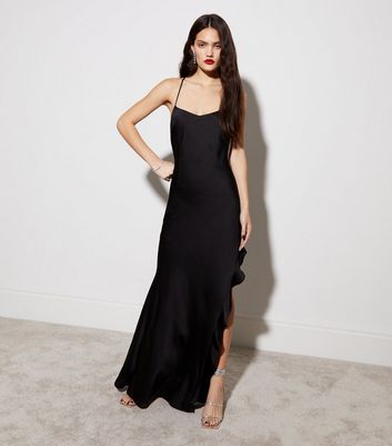 Black maxi hot sale ruffle dress