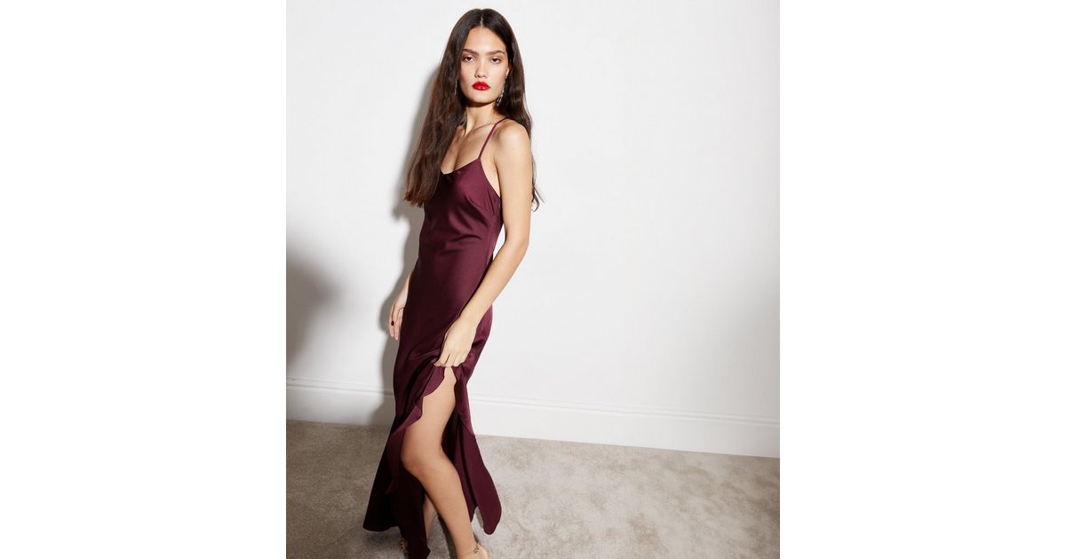 Curve Burgundy Abstract Ruffle Swing Style Maxi Dress