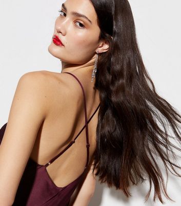 Burgundy Strappy Ruffle Detail Maxi Dress New Look