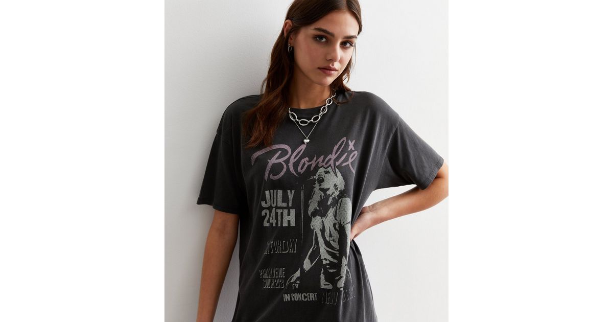 Dark Grey Cotton Blondie Logo T-Shirt | New Look