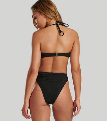 South Beach Black Bandeau Bikini with High Rise Bikini Bottoms New Look