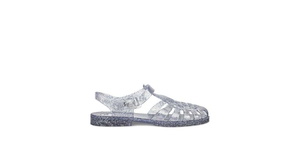 JuJu Silver Glitter Classic Jelly Sandals New Look