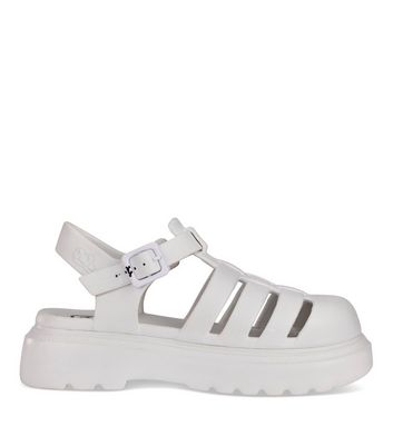 JUJU White Chunky Jelly Sandals New Look