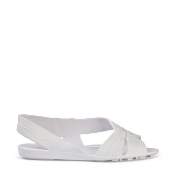 JUJU White Twist Strap Jelly Sandals New Look