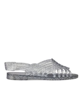 Silver best sale slides shoes