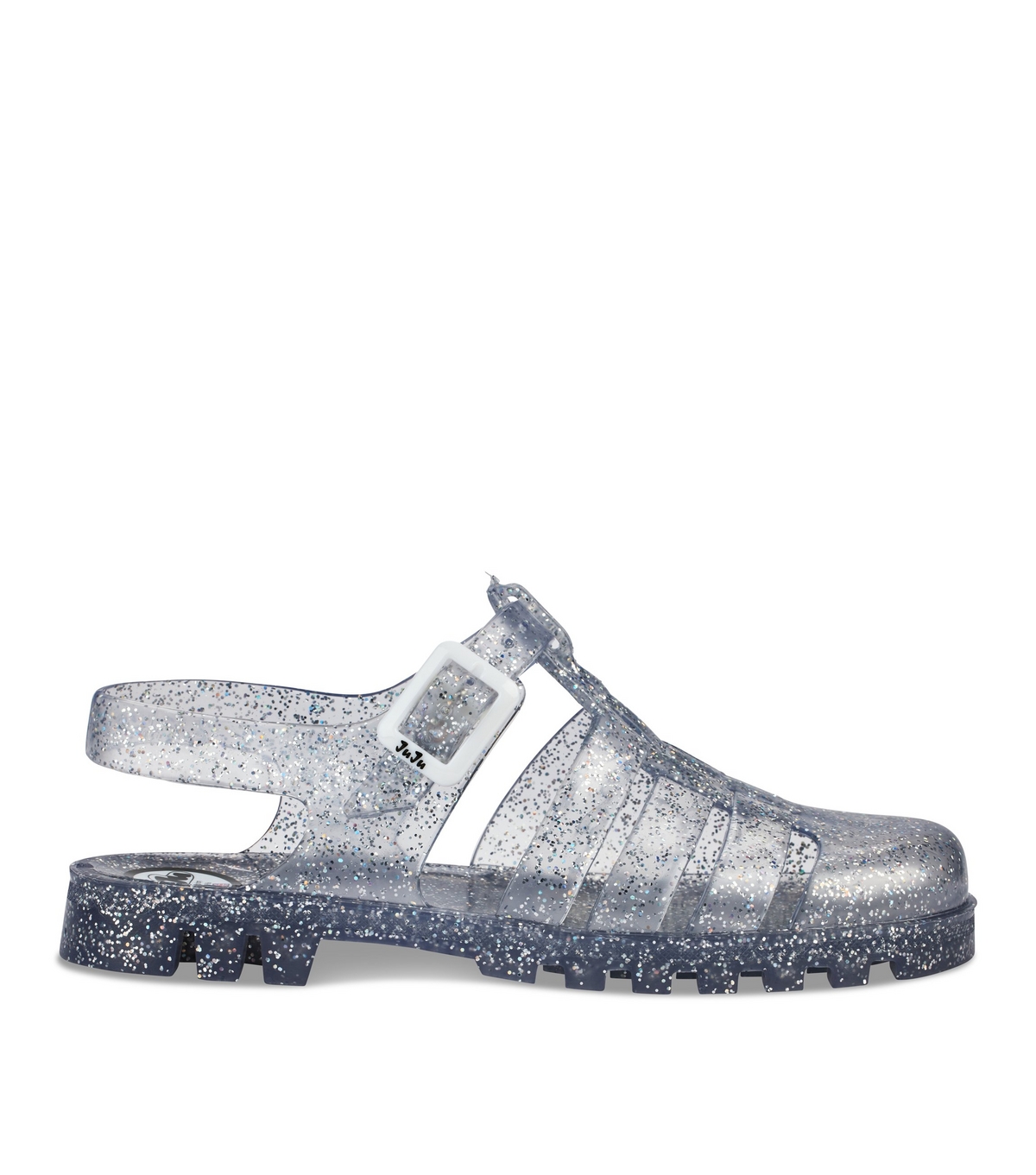 Women's Silver Glitter Chunky Jelly Sandals JuJu New Look