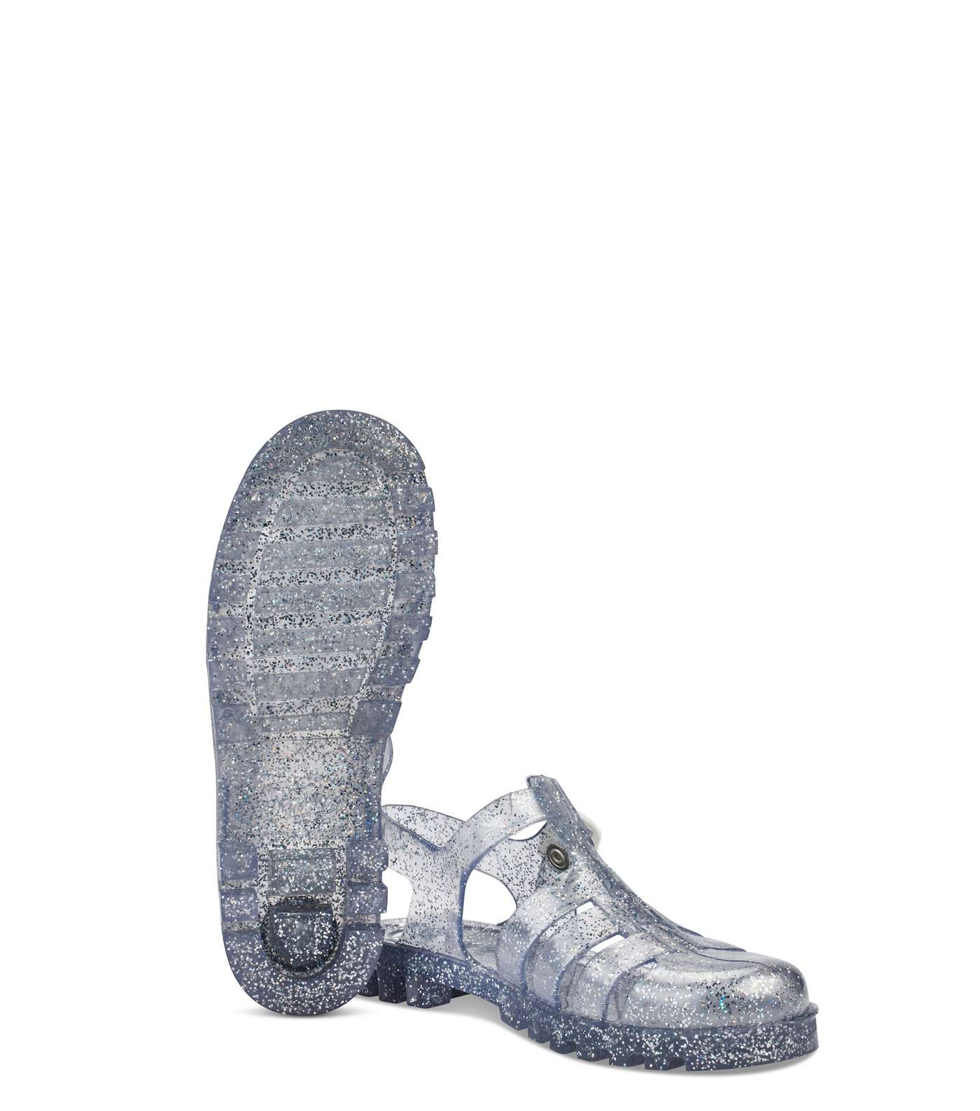 JUJU Silver Glitter Chunky Jelly Sandals Image 3