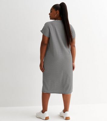 Curves Black Stripe Mini T-Shirt Dress New Look