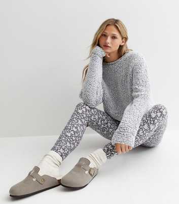 Grey Legging Pyjama Set with Floral Print