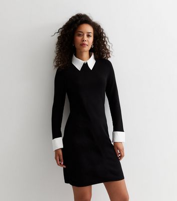 Black collar dress new deals look