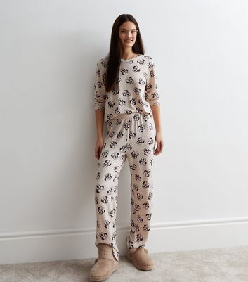 Brown Trouser Pyjama Set with Disney Minnie Mouse print New Look