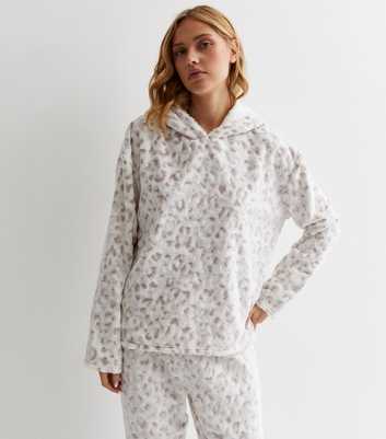 White Animal Print Pyjama Hoodie